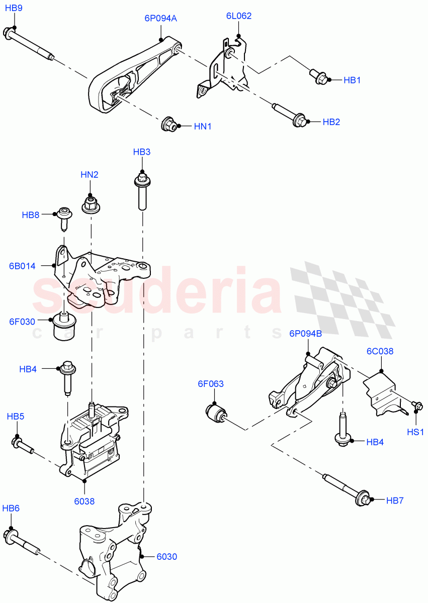 Engine Mounting (2.0L AJ20P4 Petrol Mid PTA, Halewood (UK), 2.0L AJ20P4 Petrol High PTA, 2.0L AJ20P4 Petrol E100 PTA) ((V) FROMLH000001) of Land Rover Land Rover Discovery Sport (2015+) [2.0 Turbo Petrol GTDI]