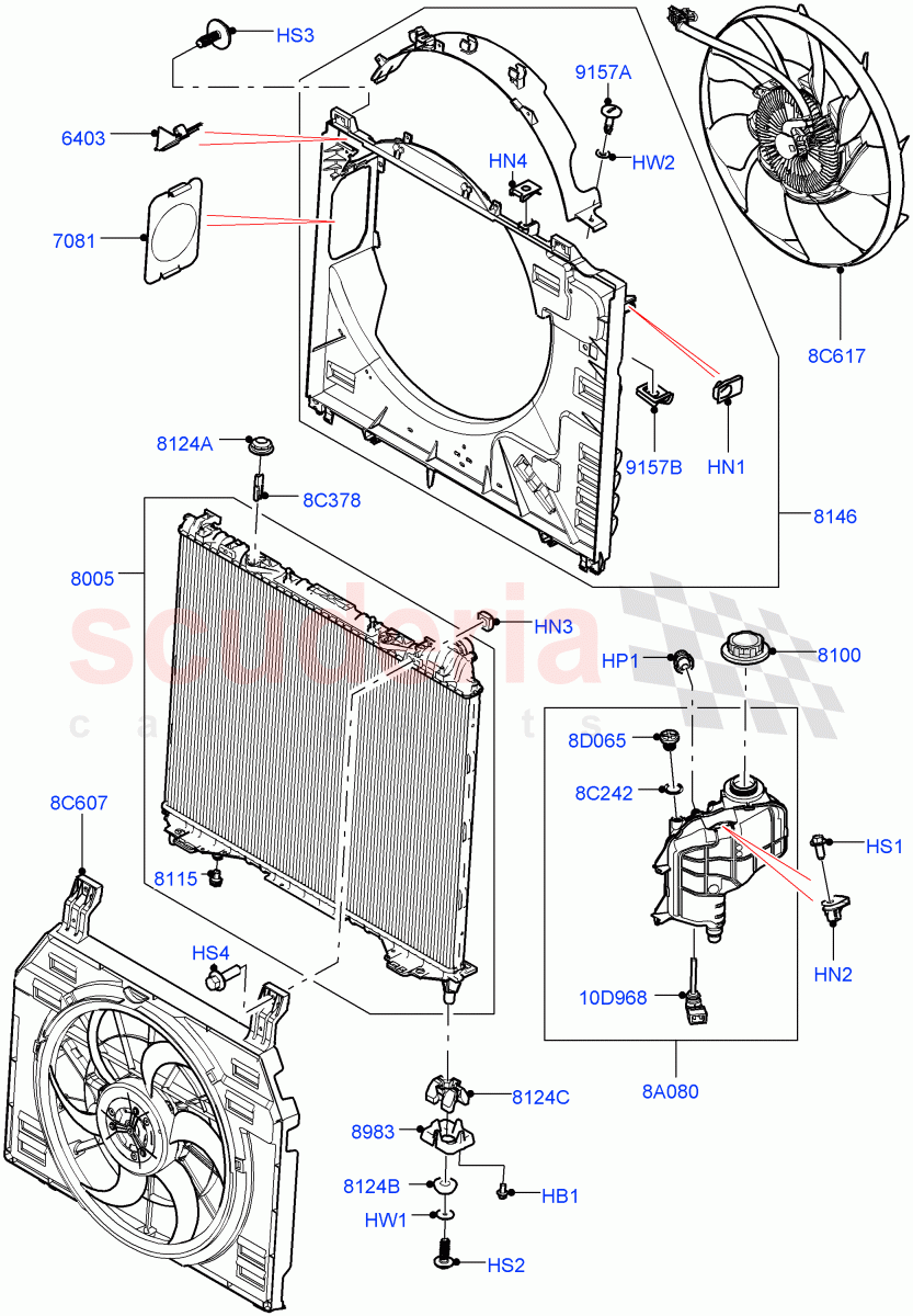 Radiator/Coolant Overflow Container (Nitra Plant Build) (3.0L AJ20P6 Petrol High) of Land Rover Land Rover Defender (2020+) [3.0 I6 Turbo Petrol AJ20P6]