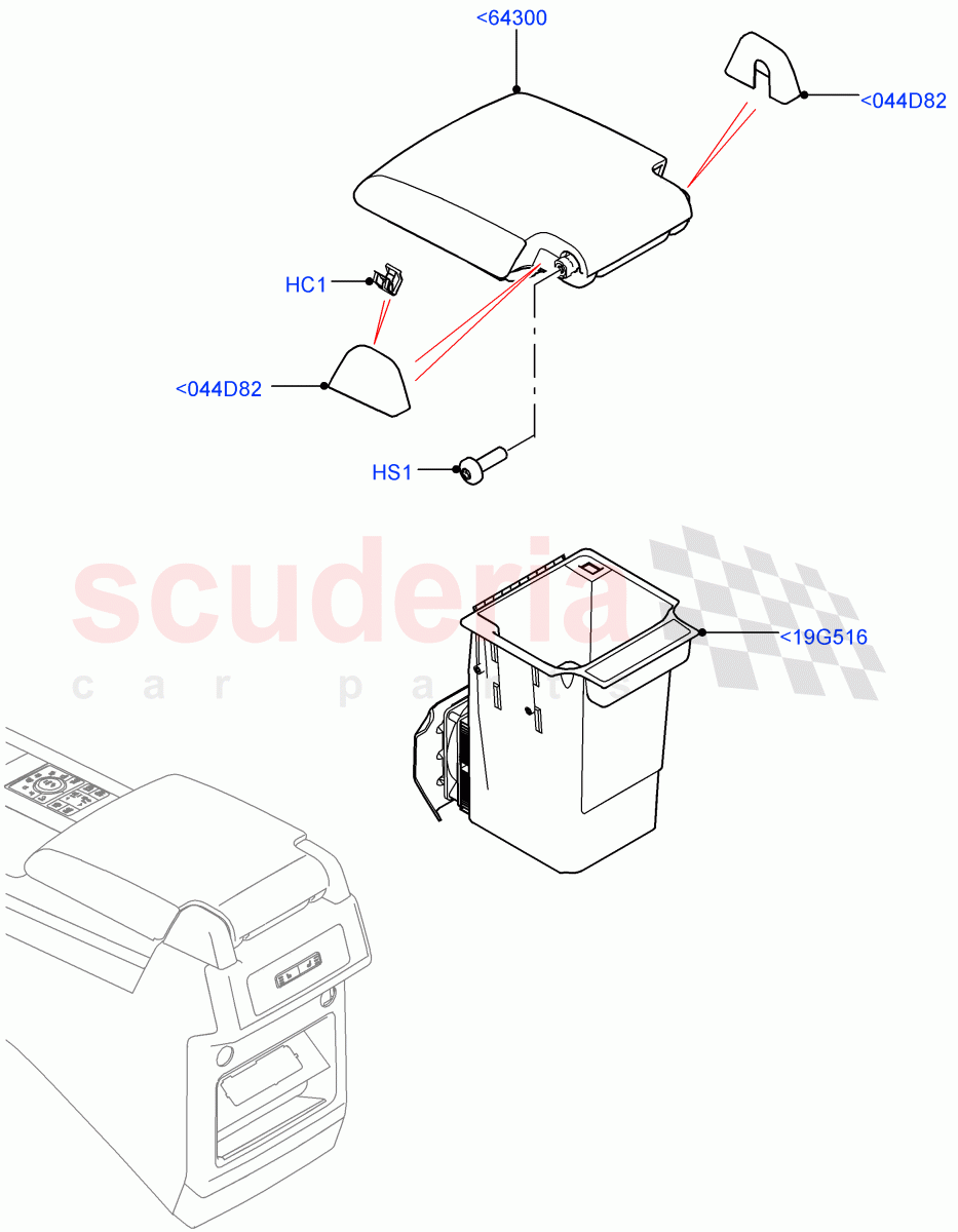Console - Floor (For Stowage Boxes And Lids, Solihull Plant Build) ((V) FROMHA000001) of Land Rover Land Rover Discovery 5 (2017+) [2.0 Turbo Petrol AJ200P]