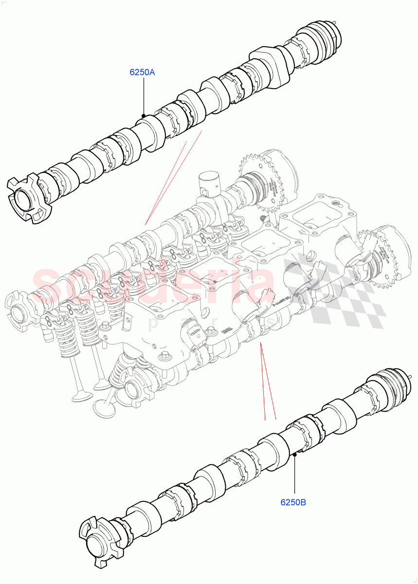 Camshaft (Nitra Plant Build) (2.0L AJ200P Hi PHEV, 2.0L I4 High DOHC AJ200 Petrol) ((V) FROMK2000001) of Land Rover Land Rover Defender (2020+) [2.0 Turbo Petrol AJ200P]
