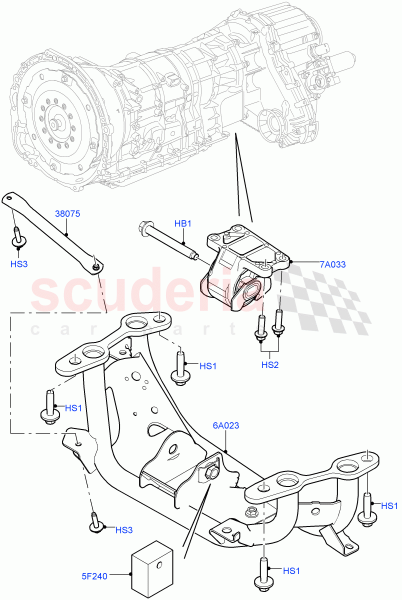 Transmission Mounting (3.0 V6 Diesel) ((V) TOHA999999) of Land Rover Land Rover Range Rover (2012-2021) [2.0 Turbo Petrol GTDI]