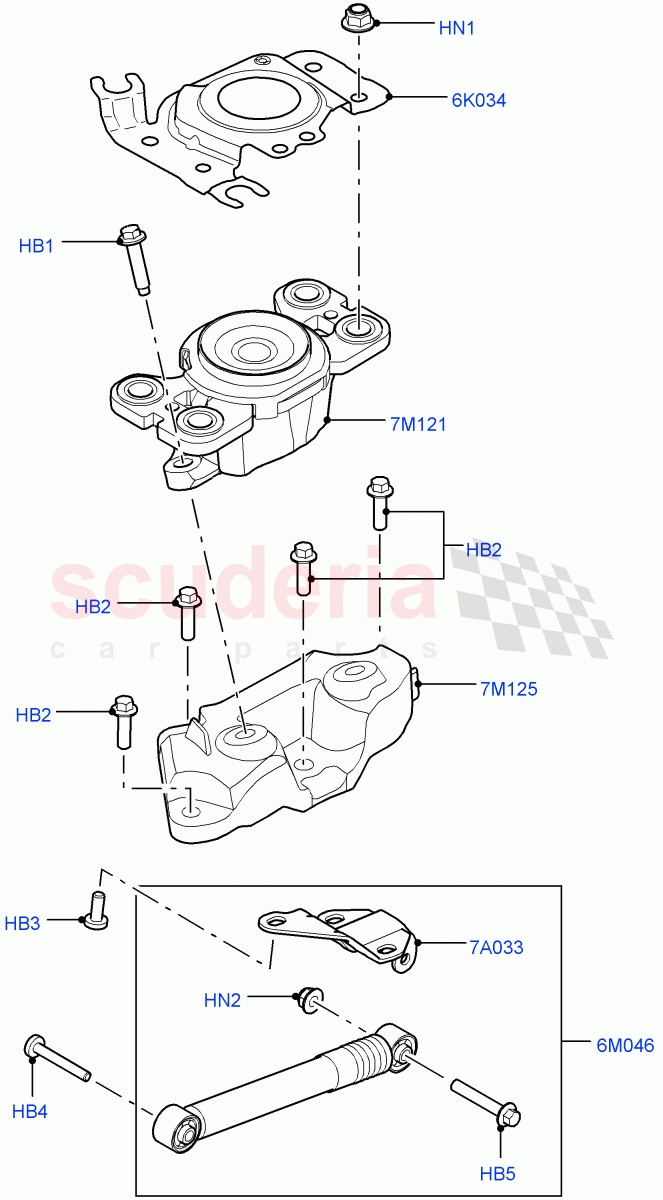 Transmission Mounting (2.0L 16V TIVCT T/C 240PS Petrol, 9 Speed Auto AWD, Itatiaia (Brazil)) ((V) FROMGT000001) of Land Rover Land Rover Range Rover Evoque (2012-2018) [2.2 Single Turbo Diesel]
