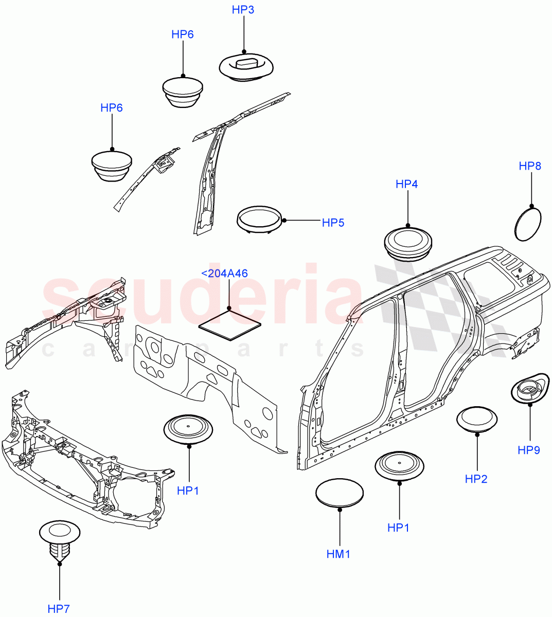 Plugs - Body (Front) ((V) FROMAA000001) of Land Rover Land Rover Range Rover Sport (2010-2013) [5.0 OHC SGDI NA V8 Petrol]