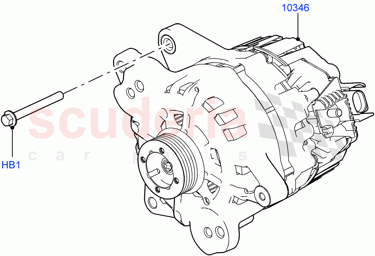 Alternator And Mountings (2.0L AJ200P Hi PHEV) ((V) FROMJA000001) of Land Rover Land Rover Range Rover Sport (2014+) [2.0 Turbo Diesel]