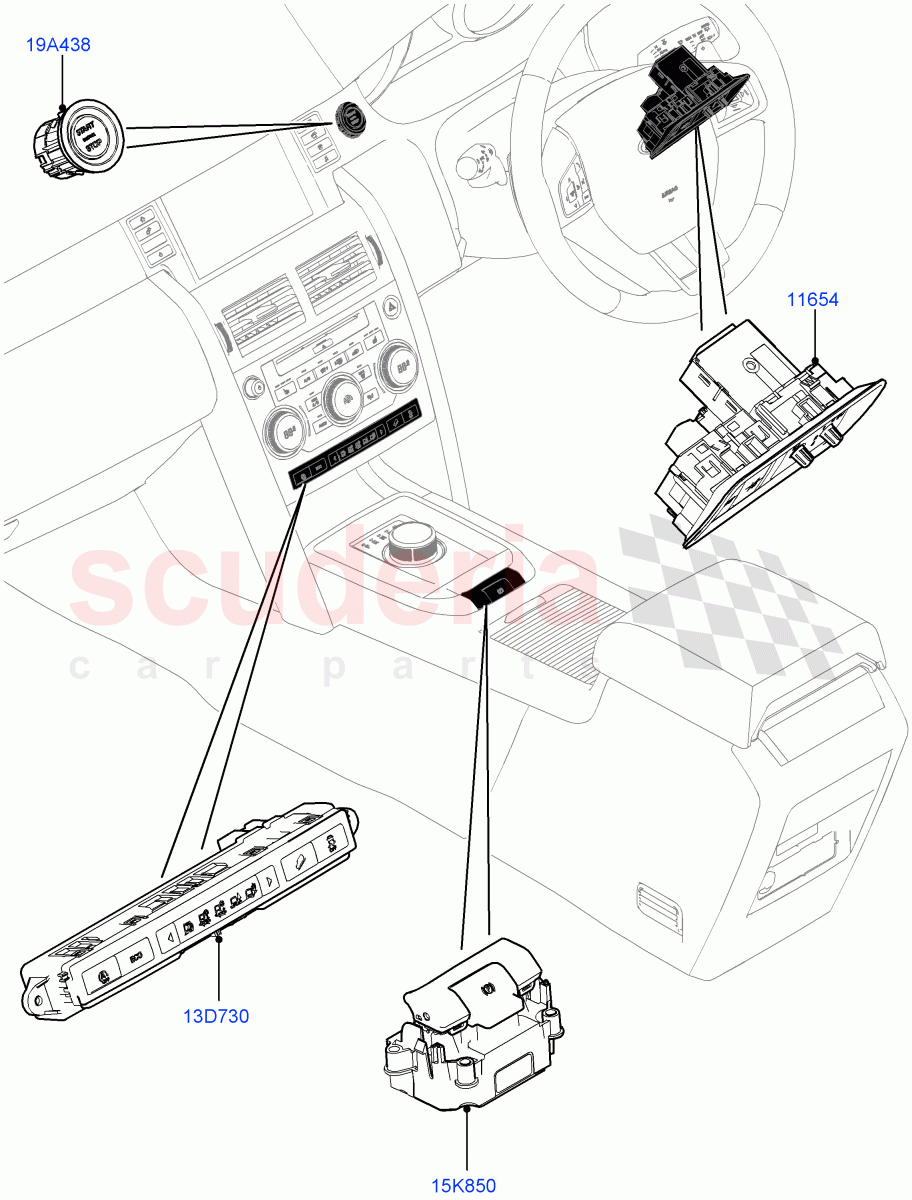 Switches (Facia And Console) (Itatiaia (Brazil)) ((V) FROMGT000001) of Land Rover Land Rover Discovery Sport (2015+) [2.2 Single Turbo Diesel]