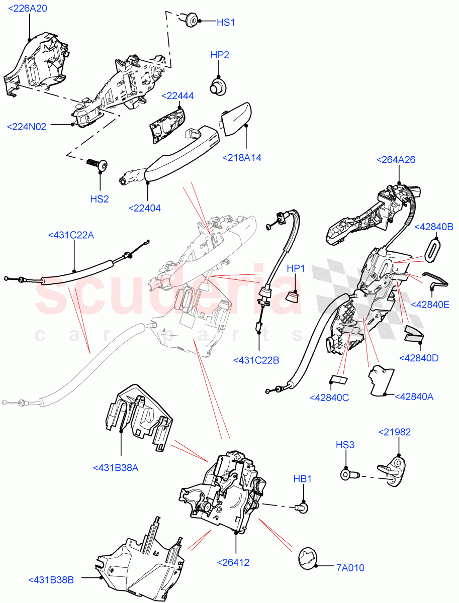 Rear Door Lock Controls (Nitra Plant Build) ((V) FROMK2000001) of Land Rover Land Rover Discovery 5 (2017+) [3.0 Diesel 24V DOHC TC]