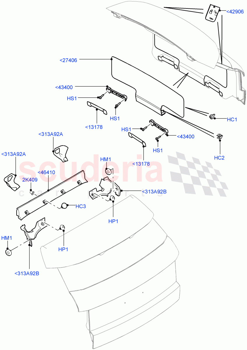 Back Door/Tailgate Trim Panels (5 Door, Itatiaia (Brazil)) ((V) FROMGT000001) of Land Rover Land Rover Range Rover Evoque (2012-2018) [2.2 Single Turbo Diesel]
