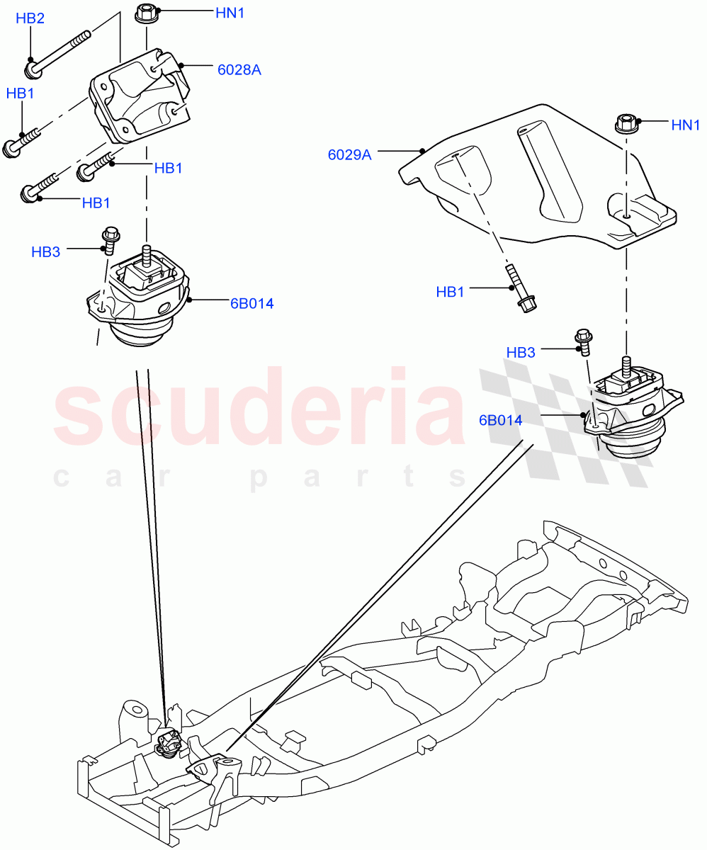 Engine Mounting (AJ Petrol 4.4 V8 EFI (220KW), AJ Petrol 4.2 V8 Supercharged) ((V) TO9A999999) of Land Rover Land Rover Range Rover Sport (2005-2009) [2.7 Diesel V6]