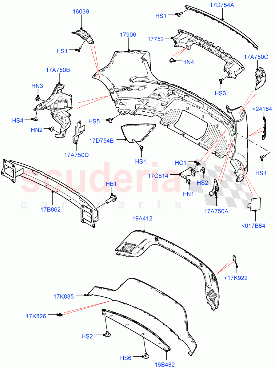 Rear Bumper (Itatiaia (Brazil), Front Bumper - Painted Body Colour) of Land Rover Land Rover Range Rover Evoque (2019+) [2.0 Turbo Diesel AJ21D4]