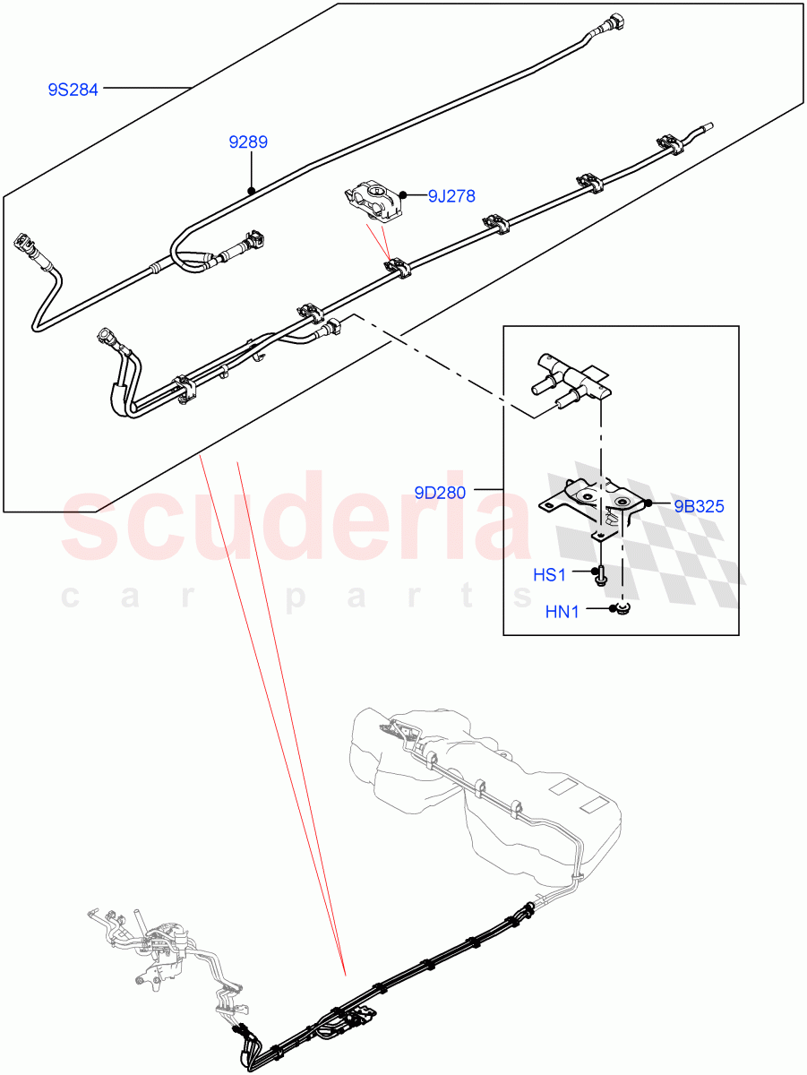 Fuel Lines (Rear) (2.0L AJ21D4 Diesel Mid, Less Diesel Fuel Cooler) ((V) FROMNA000001) of Land Rover Land Rover Range Rover Velar (2017+) [2.0 Turbo Diesel AJ21D4]