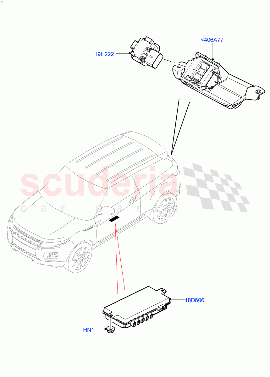 Camera Equipment (Changsu (China), Rear View Camera-Fixed) ((V) FROMGG134738) of Land Rover Land Rover Range Rover Evoque (2012-2018) [2.0 Turbo Diesel]