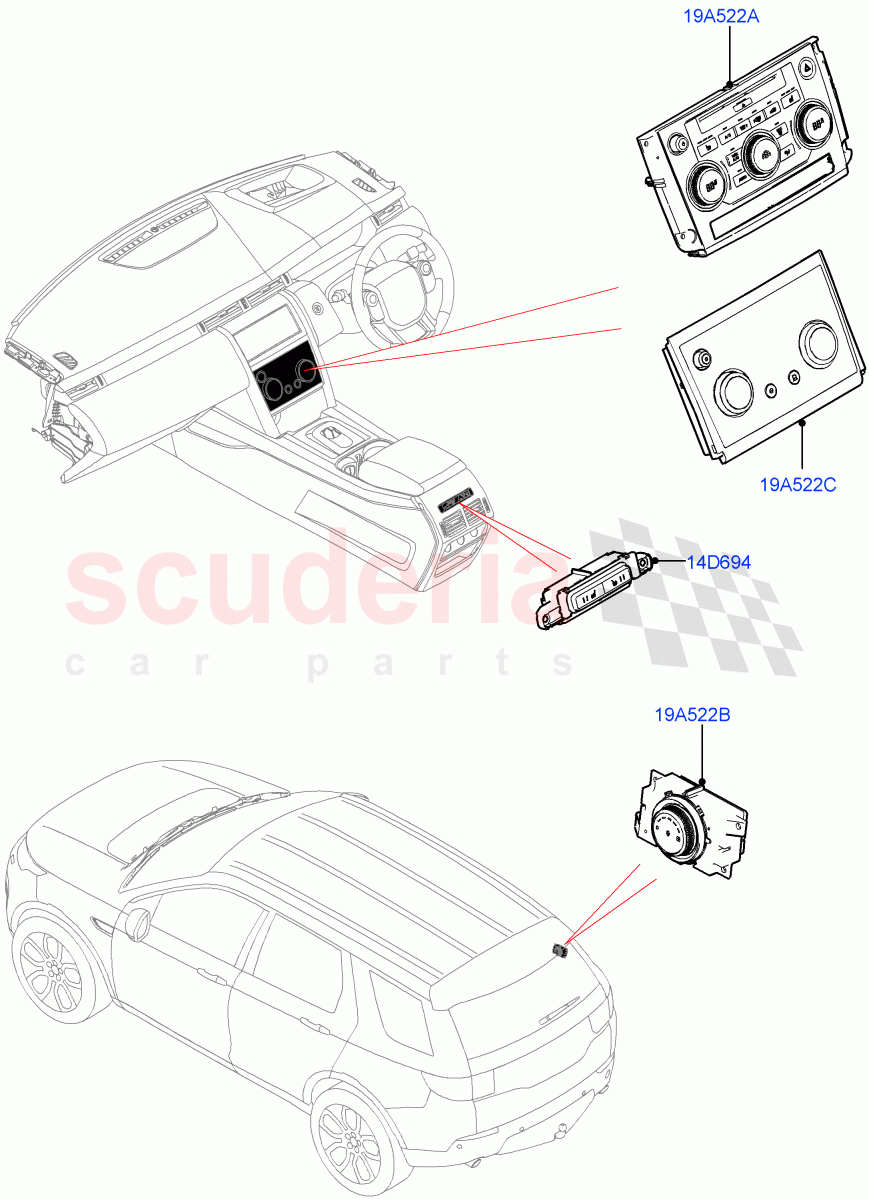Heater & Air Conditioning Controls (Changsu (China)) ((V) FROMFG000001) of Land Rover Land Rover Discovery Sport (2015+) [2.2 Single Turbo Diesel]