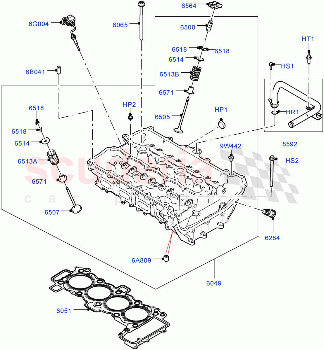 Cylinder Head (2.0L AJ20P4 Petrol Mid PTA, Halewood (UK), 2.0L AJ20P4 Petrol E100 PTA, 2.0L AJ20P4 Petrol High PTA) of Land Rover Land Rover Discovery Sport (2015+) [2.0 Turbo Petrol AJ200P]
