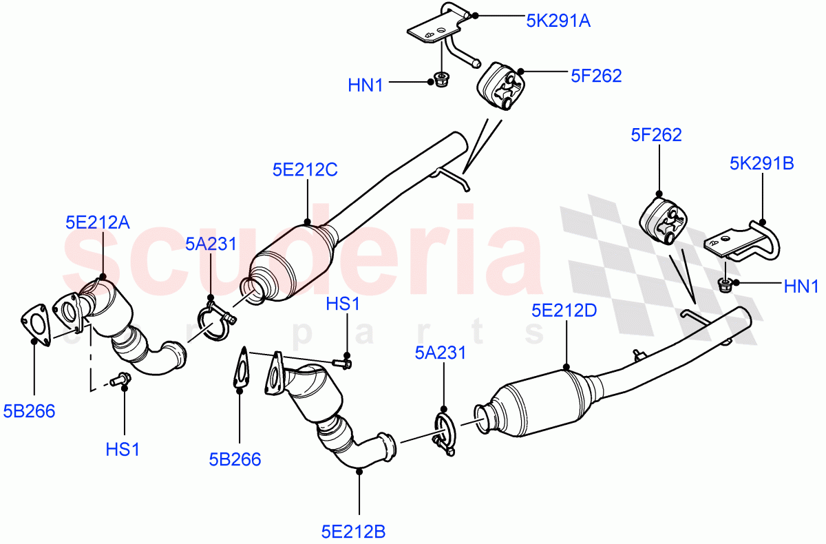 Exhaust System (Front) (3.6L V8 32V DOHC EFi Diesel Lion, Euro Stage 4 Emissions) ((V) FROMAA000001) of Land Rover Land Rover Range Rover (2010-2012) [3.6 V8 32V DOHC EFI Diesel]