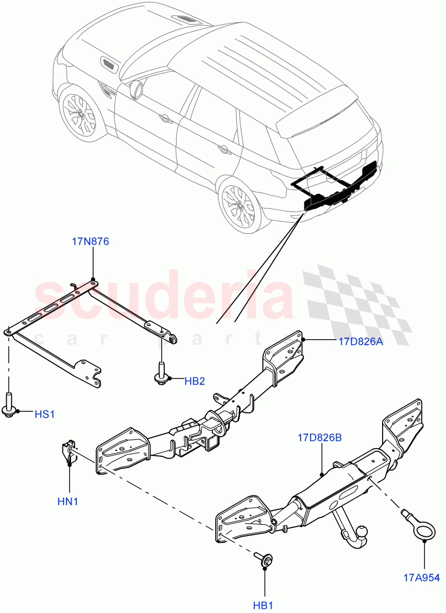 Tow Bar (Tow Hitch Receiver NAS, Tow Hitch Elec Deployable Swan Neck, Tow Hitch Receiver 12 Pin Elec, Tow Hitch Multi Height Swan Neck) ((V) FROMEA190813) of Land Rover Land Rover Range Rover Sport (2014+) [5.0 OHC SGDI SC V8 Petrol]