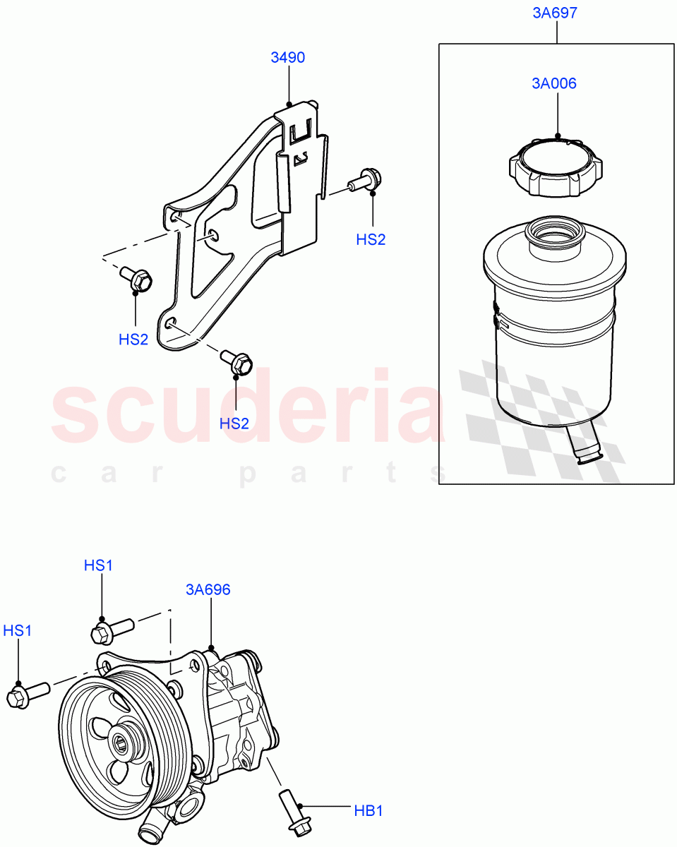 Power Steering Pump Mounting (4.4L DOHC DITC V8 Diesel) ((V) FROMBA000001) of Land Rover Land Rover Range Rover (2010-2012) [4.4 DOHC Diesel V8 DITC]