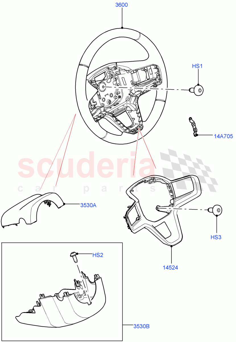 Steering Wheel (Halewood (UK)) ((V) FROMMH000001) of Land Rover Land Rover Range Rover Evoque (2019+) [2.0 Turbo Petrol AJ200P]