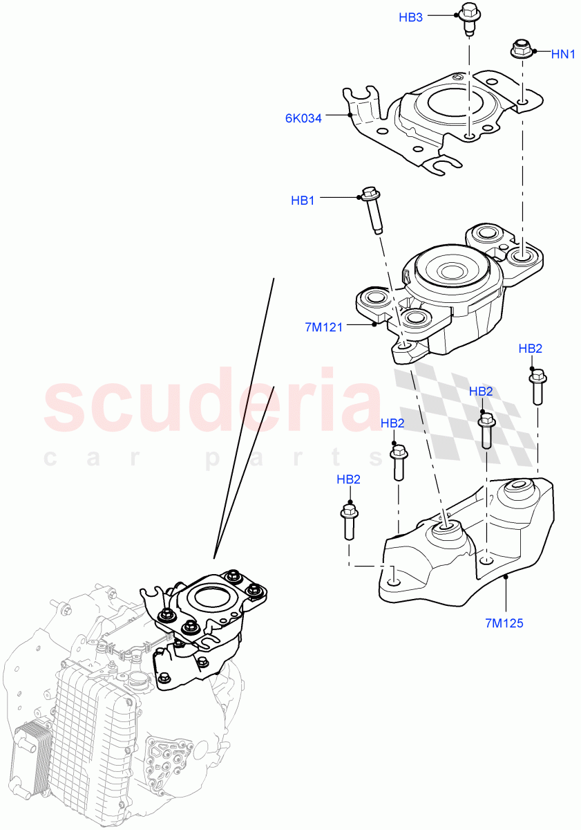 Transmission Mounting (2.2L CR DI 16V Diesel, 9 Speed Auto AWD, Halewood (UK)) of Land Rover Land Rover Discovery Sport (2015+) [2.0 Turbo Petrol GTDI]