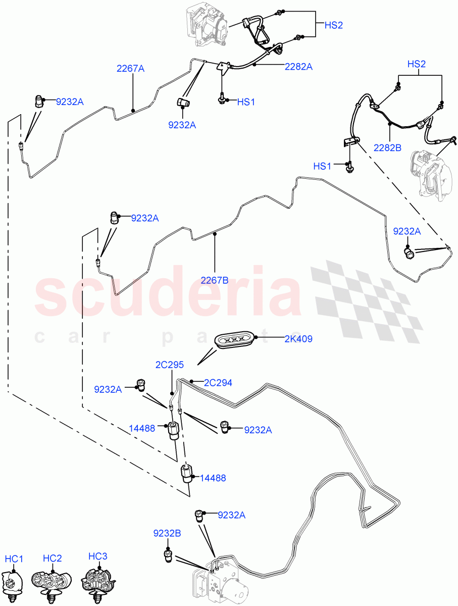 Rear Brake Pipes (LHD) of Land Rover Land Rover Range Rover Sport (2014+) [5.0 OHC SGDI SC V8 Petrol]
