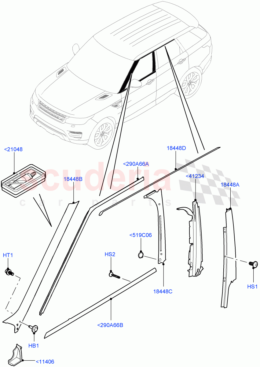 Front Doors, Hinges & Weatherstrips (Finishers) of Land Rover Land Rover Range Rover Sport (2014+) [5.0 OHC SGDI SC V8 Petrol]