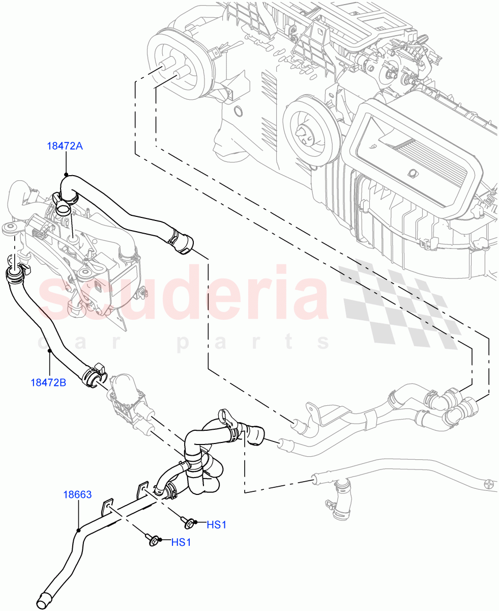 Heater Hoses (Solihull Plant Build) (3.0 V6 D Gen2 Mono Turbo, With Fuel Fired Heater, Park Heating With Remote Control, 3.0 V6 D Low MT ROW) ((V) FROMHA000001, (V) TOHA999999) of Land Rover Land Rover Discovery 5 (2017+) [3.0 Diesel 24V DOHC TC]