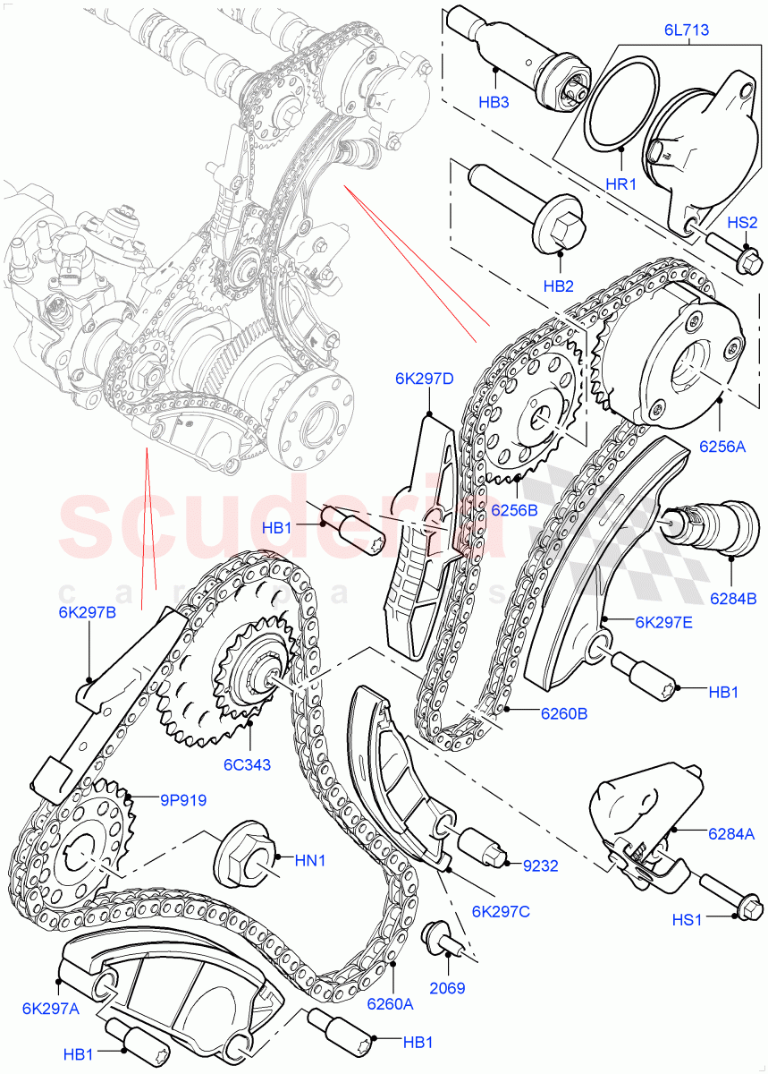 Timing Gear (Nitra Plant Build) (2.0L I4 DSL MID DOHC AJ200, 2.0L I4 DSL HIGH DOHC AJ200) ((V) FROMK2000001) of Land Rover Land Rover Discovery 5 (2017+) [2.0 Turbo Diesel]