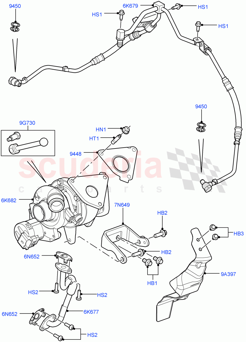 Turbocharger (LH) (3.6L V8 32V DOHC EFi Diesel Lion) ((V) FROMAA000001) of Land Rover Land Rover Range Rover (2010-2012) [3.6 V8 32V DOHC EFI Diesel]