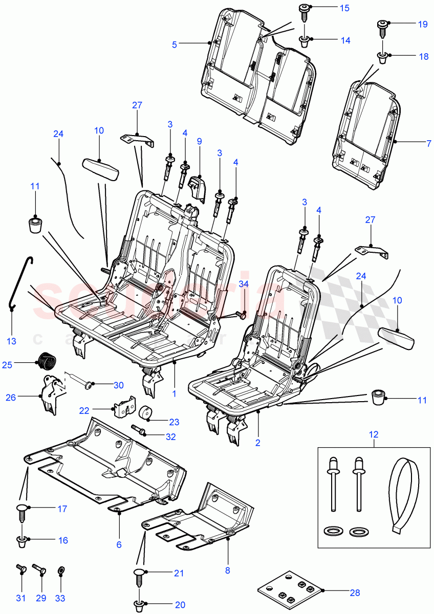 Rear Seat Frame (Crew Cab Pick Up, 110" Wheelbase, Chassis Crew Cab, 130" Wheelbase, Station Wagon Utility - 5 Door, Station Wagon - 5 Door, Crew Cab HCPU) ((V) FROM7A000001) of Land Rover Land Rover Defender (2007-2016)