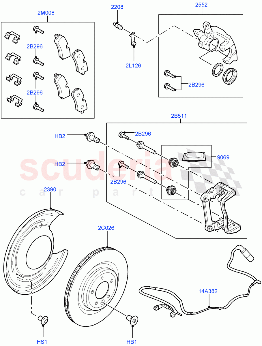 Rear Brake Discs And Calipers of Land Rover Land Rover Range Rover (2012-2021) [3.0 I6 Turbo Petrol AJ20P6]