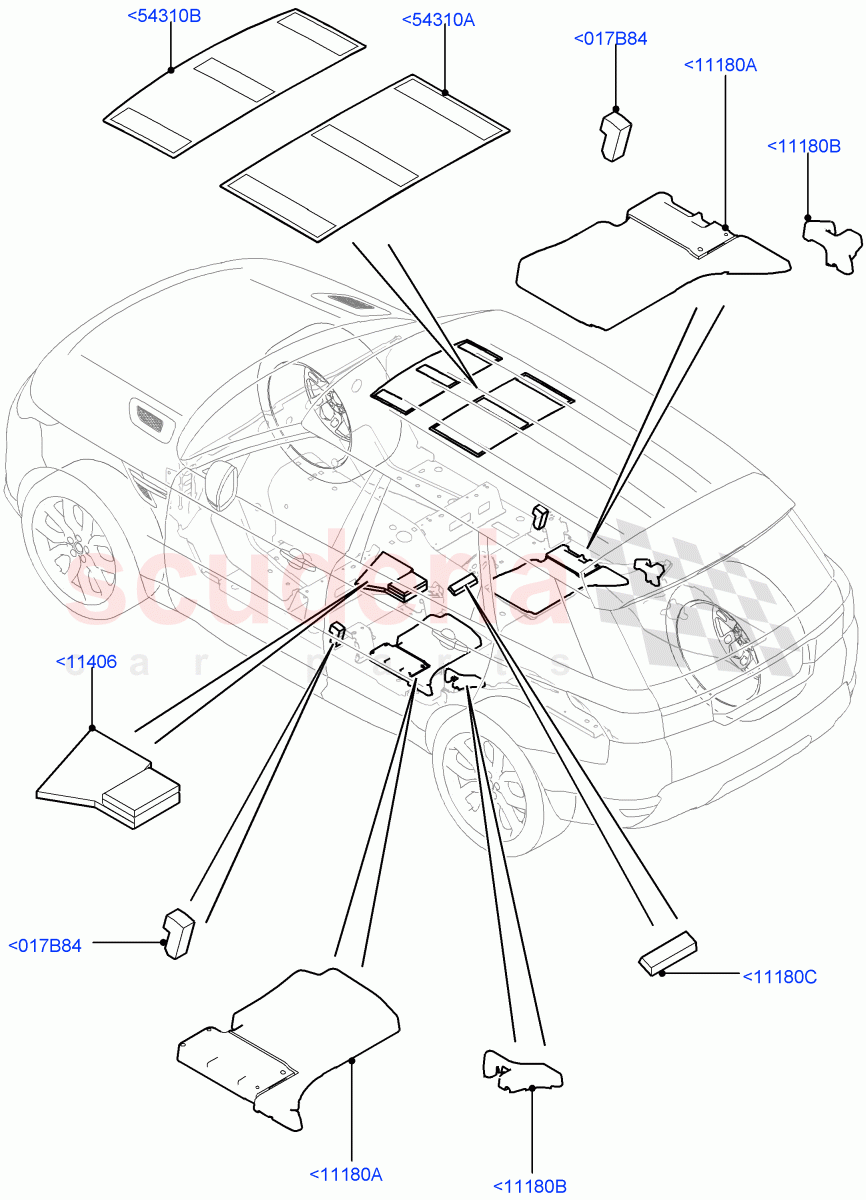 Insulators - Rear (Passenger Compartment) of Land Rover Land Rover Range Rover Sport (2014+) [3.0 I6 Turbo Diesel AJ20D6]
