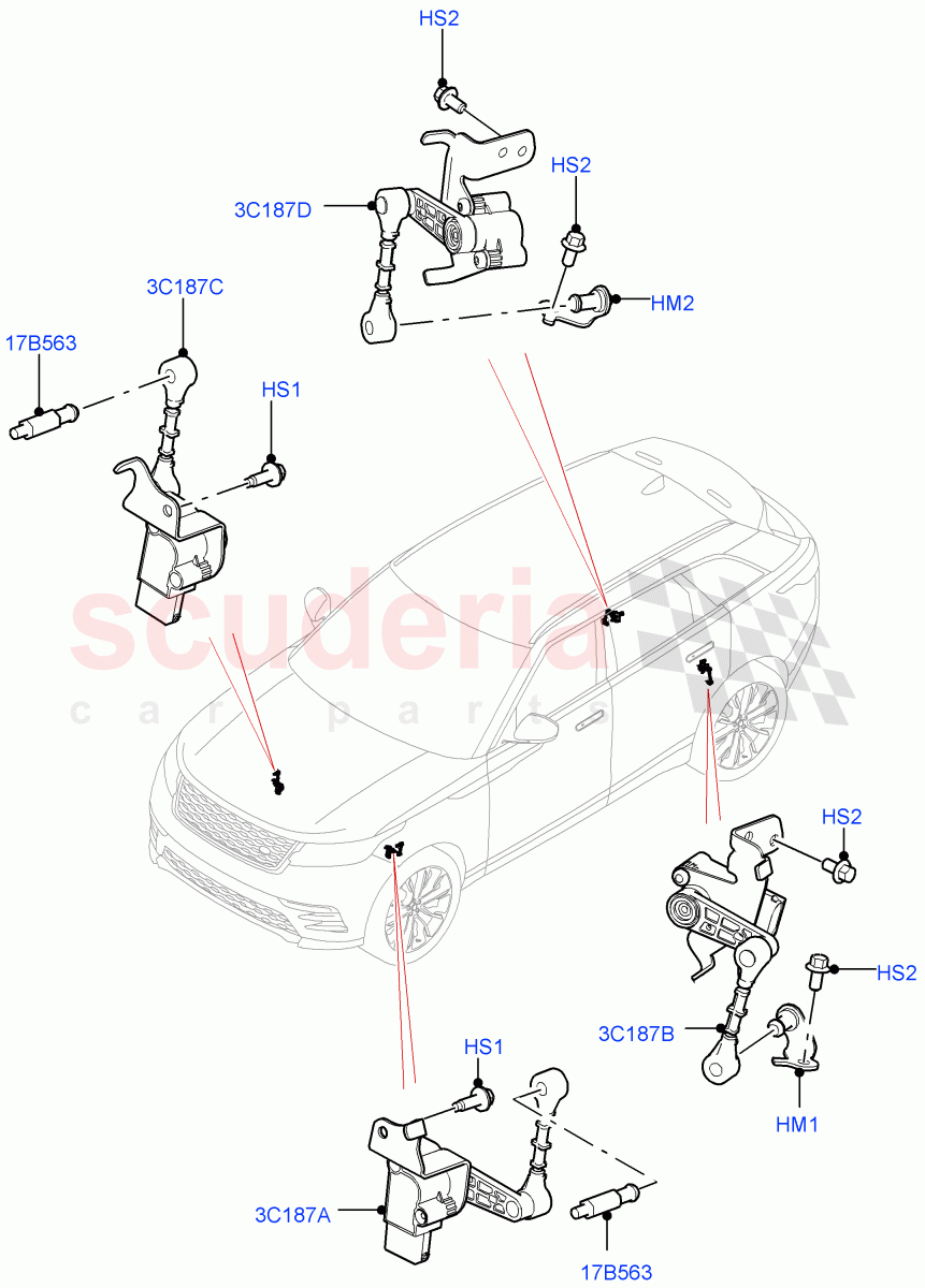 Air Suspension Controls/Electrics ((V) TOLA999999) of Land Rover Land Rover Range Rover Velar (2017+) [2.0 Turbo Diesel AJ21D4]