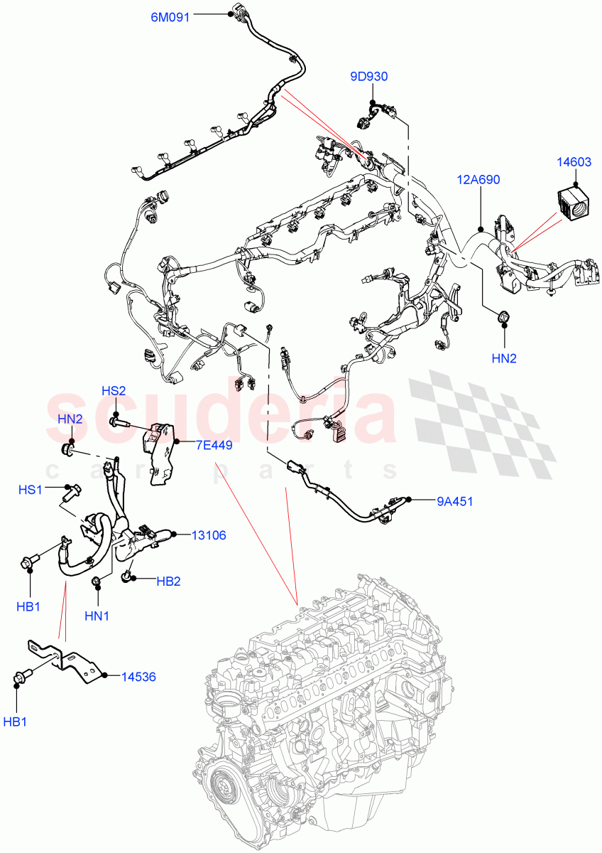 Electrical Wiring - Engine And Dash (3.0L AJ20D6 Diesel High) ((V) FROMLA000001) of Land Rover Land Rover Range Rover (2012-2021) [5.0 OHC SGDI NA V8 Petrol]