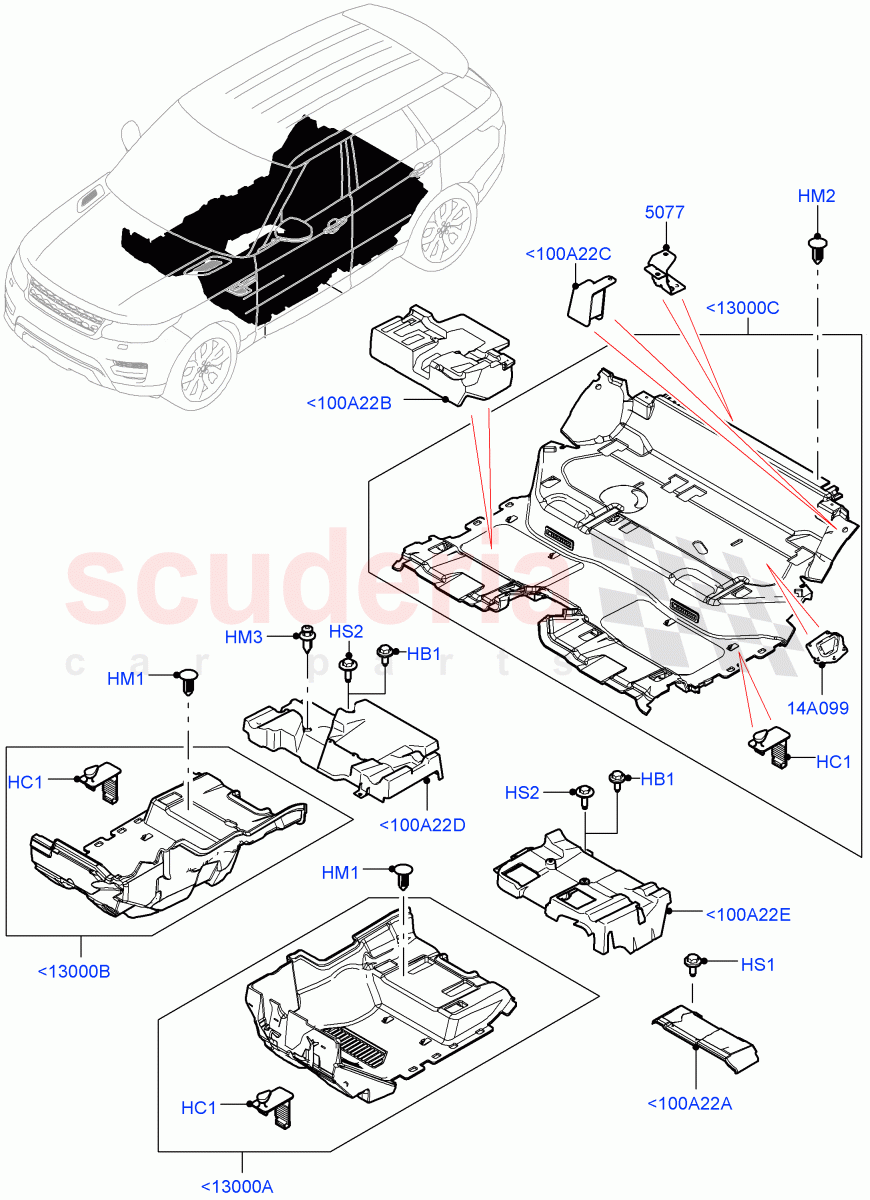 Floor Trim (Floor Carpets) (With 5 Seat Configuration) of Land Rover Land Rover Range Rover Sport (2014+) [3.0 I6 Turbo Petrol AJ20P6]