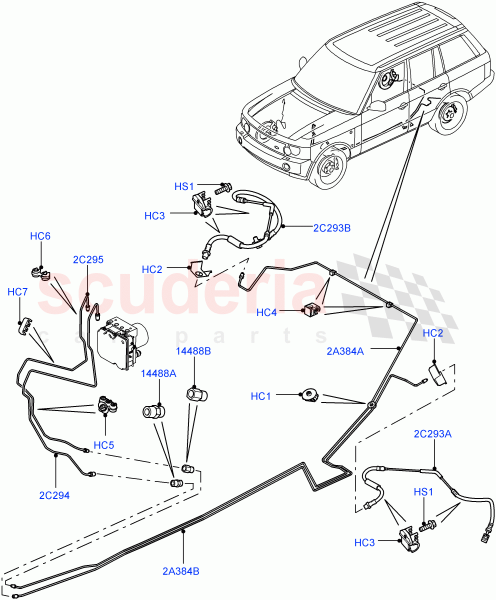 Rear Brake Pipes (LHD) ((V) FROMAA000001) of Land Rover Land Rover Range Rover (2010-2012) [3.6 V8 32V DOHC EFI Diesel]