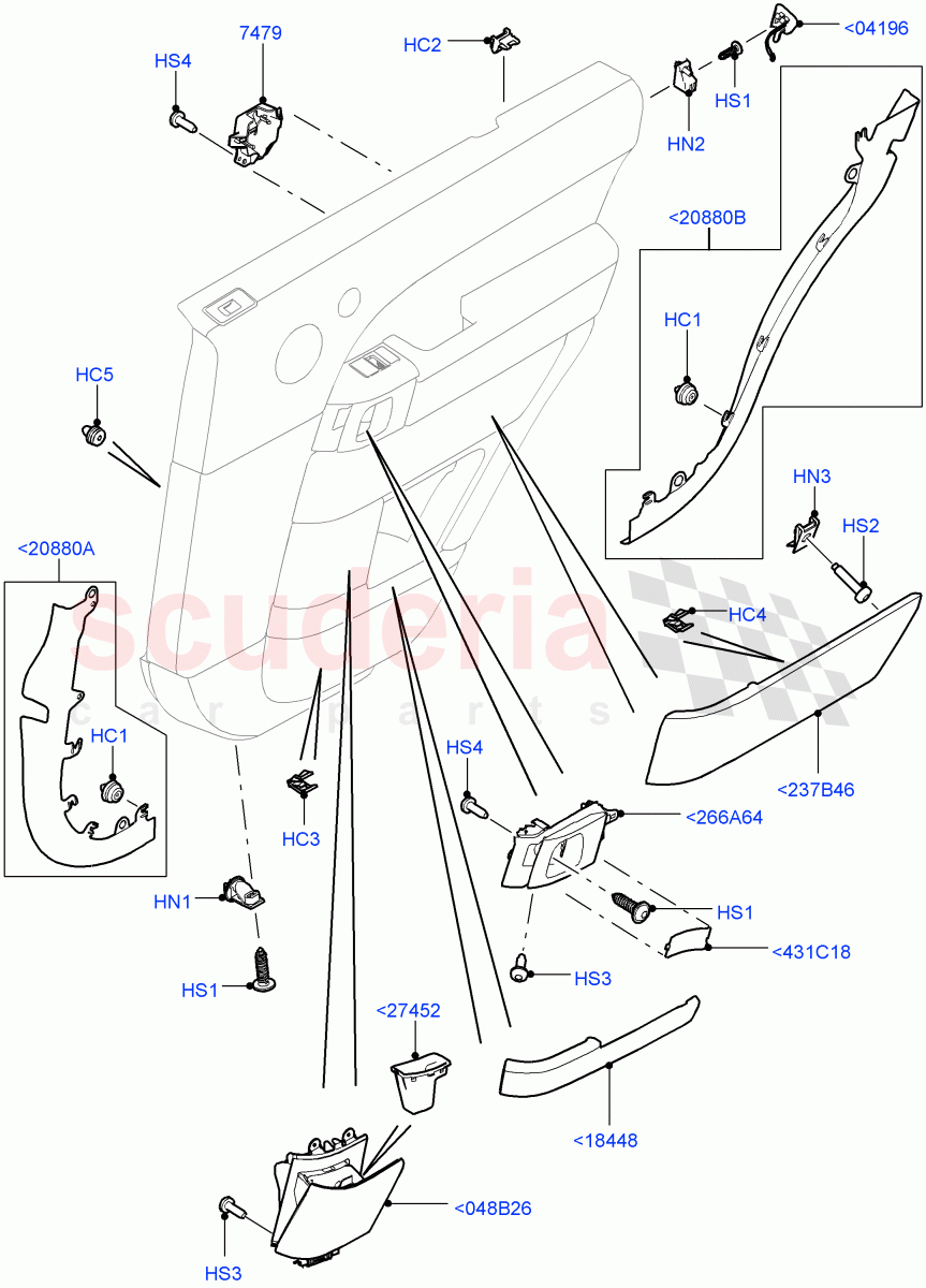 Rear Door Trim Installation (Finishers And Mouldings) (Standard Wheelbase) ((V) TOHA999999) of Land Rover Land Rover Range Rover (2012-2021) [3.0 I6 Turbo Petrol AJ20P6]