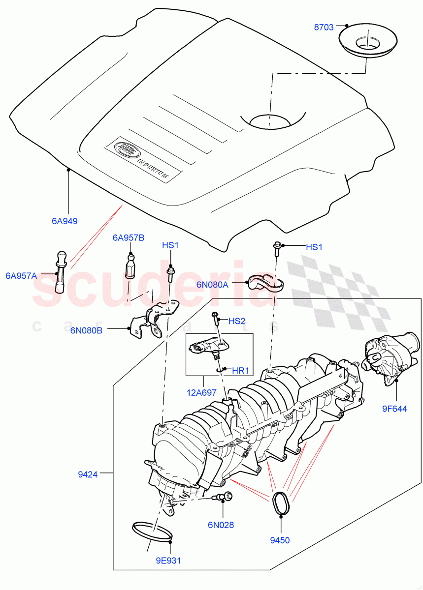 Inlet Manifold (Solihull Plant Build) (2.0L I4 DSL HIGH DOHC AJ200) ((V) FROMHA000001) of Land Rover Land Rover Range Rover Sport (2014+) [2.0 Turbo Diesel]