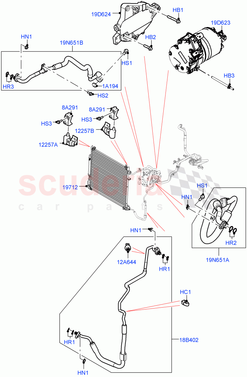 Air Conditioning Condensr/Compressr (Front) (2.0L AJ200P Hi PHEV) ((V) FROMJA000001) of Land Rover Land Rover Range Rover Sport (2014+) [3.0 Diesel 24V DOHC TC]