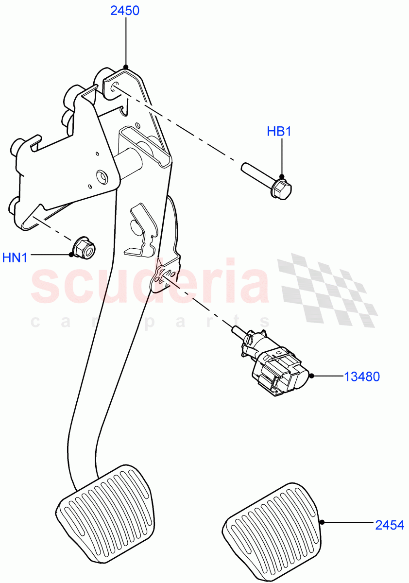 Brake And Clutch Controls (Nitra Plant Build) ((V) FROMK2000001) of Land Rover Land Rover Discovery 5 (2017+) [3.0 I6 Turbo Petrol AJ20P6]