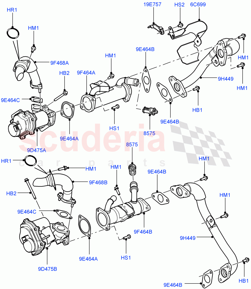 Exhaust Gas Recirculation (3.6L V8 32V DOHC EFi Diesel Lion) ((V) FROM7A000001, (V) TO9A999999) of Land Rover Land Rover Range Rover Sport (2005-2009) [3.6 V8 32V DOHC EFI Diesel]