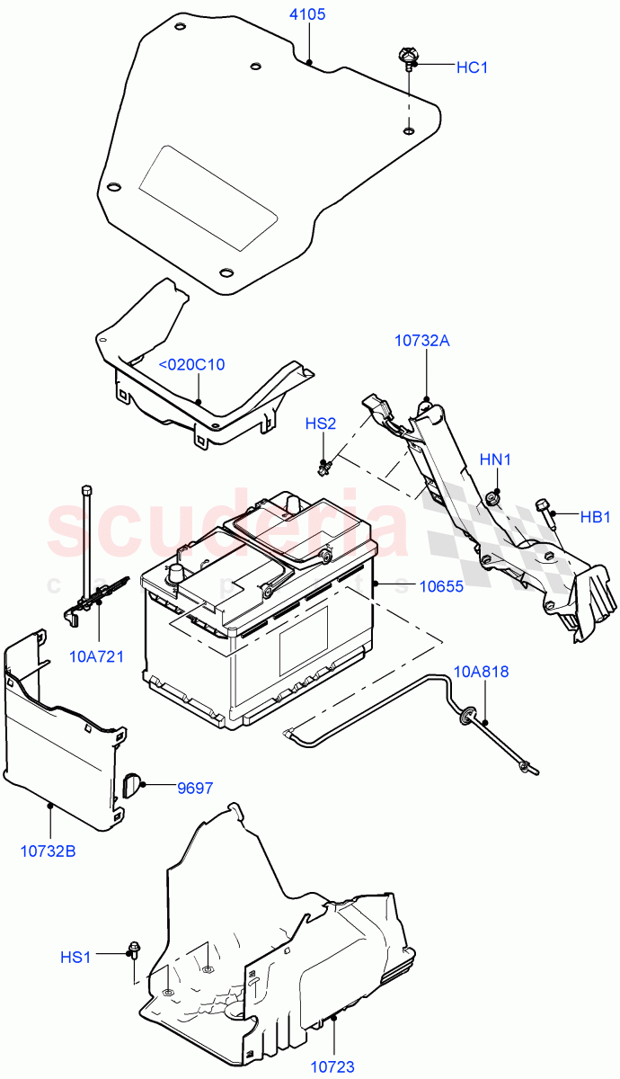 Battery And Mountings (Changsu (China)) ((V) FROMFG000001, (V) TOKG446856) of Land Rover Land Rover Discovery Sport (2015+) [1.5 I3 Turbo Petrol AJ20P3]