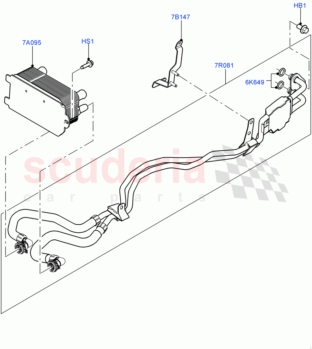 Transmission Cooling Systems (Solihull Plant Build) (2.0L I4 DSL HIGH DOHC AJ200, 8 Speed Auto Trans ZF 8HP70 4WD) ((V) FROMHA000001) of Land Rover Land Rover Range Rover Sport (2014+) [2.0 Turbo Petrol AJ200P]