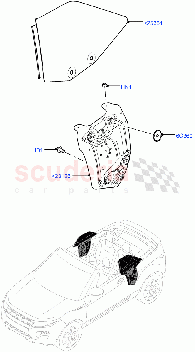 Rear Door Glass And Window Controls (2 Door Convertible, Halewood (UK)) of Land Rover Land Rover Range Rover Evoque (2012-2018) [2.2 Single Turbo Diesel]