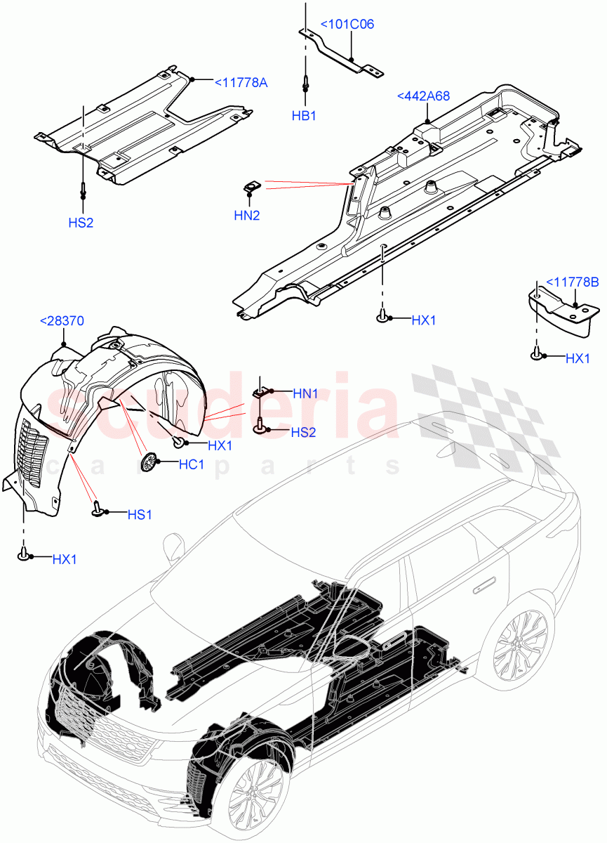 Front Panels, Aprons & Side Members (Wheelhouse) of Land Rover Land Rover Range Rover Velar (2017+) [2.0 Turbo Petrol AJ200P]