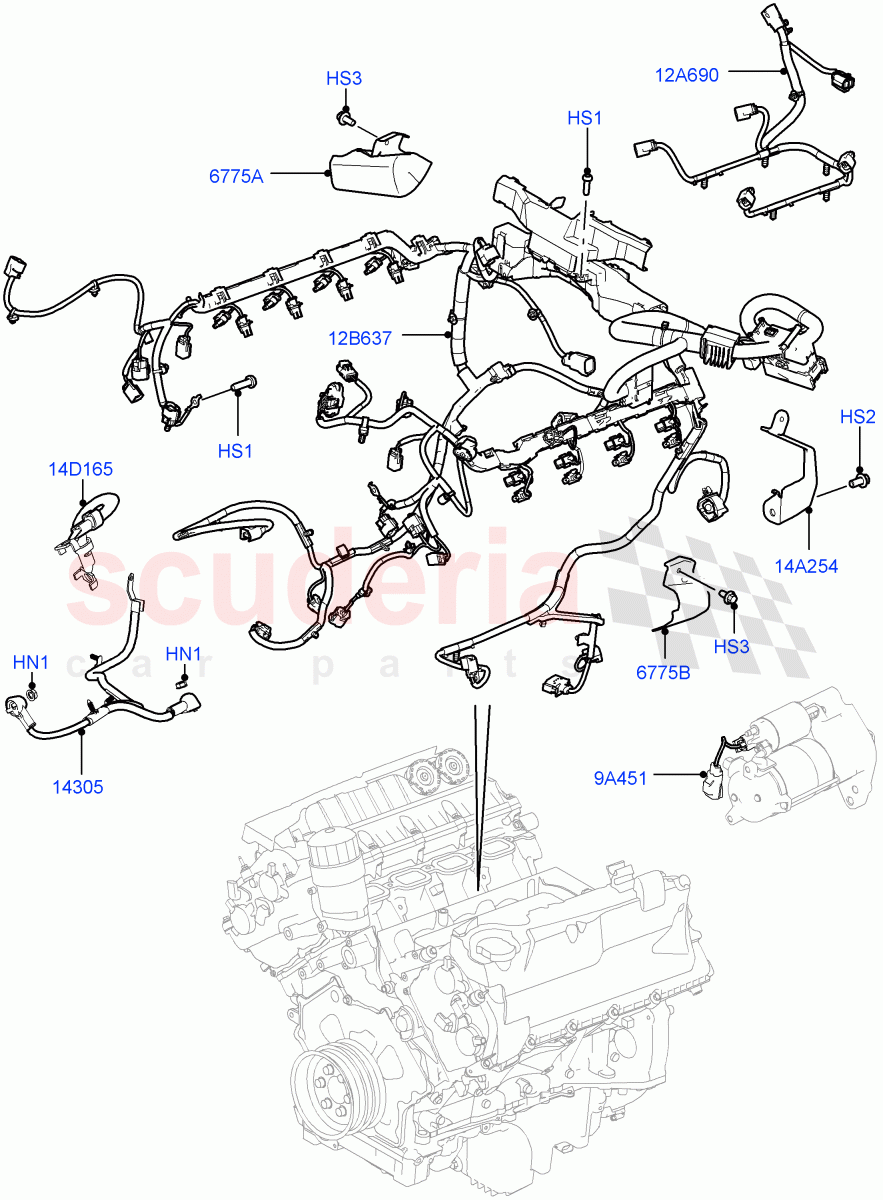 Electrical Wiring - Engine And Dash (5.0L OHC SGDI NA V8 Petrol - AJ133) of Land Rover Land Rover Range Rover (2012-2021) [3.0 DOHC GDI SC V6 Petrol]