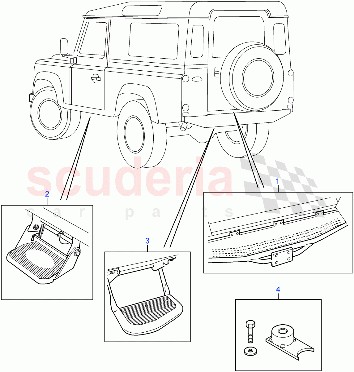 Rear & Side Step ((V) FROM7A000001) of Land Rover Land Rover Defender (2007-2016)