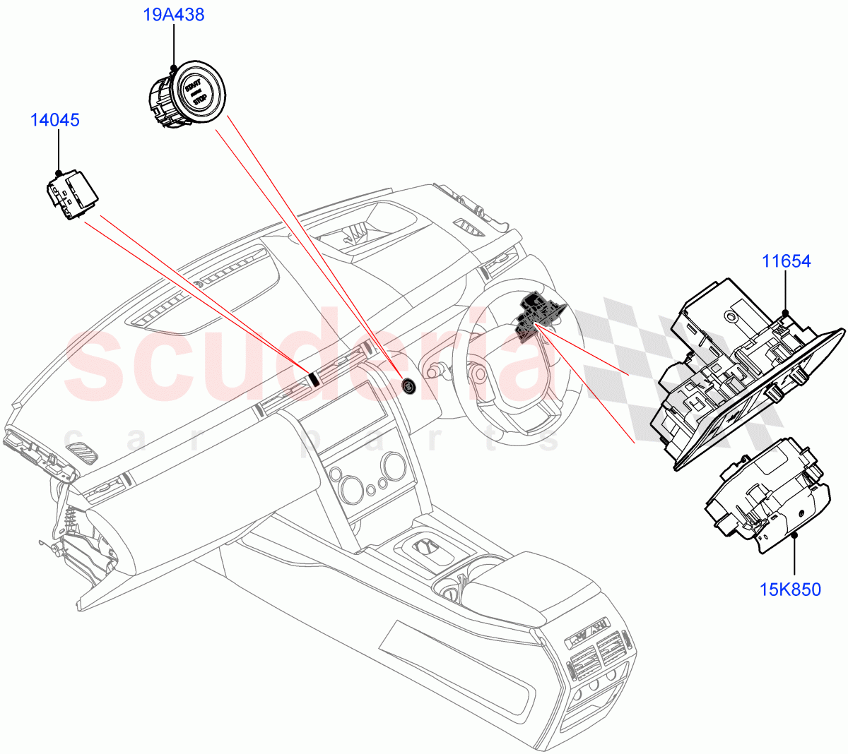 Switches (Facia And Console) (Halewood (UK)) ((V) FROMLH000001) of Land Rover Land Rover Discovery Sport (2015+) [2.0 Turbo Diesel AJ21D4]
