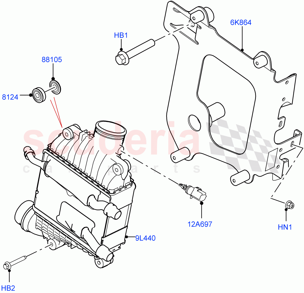 Intercooler/Air Ducts And Hoses (2.0L I4 DSL MID DOHC AJ200, 2.0L I4 DSL HIGH DOHC AJ200) of Land Rover Land Rover Range Rover Velar (2017+) [2.0 Turbo Diesel]