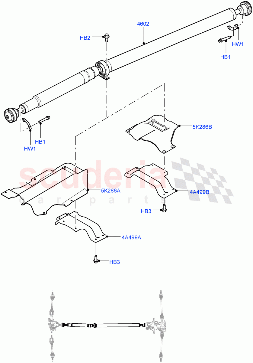 Drive Shaft - Rear Axle Drive (Propshaft) (Halewood (UK), Efficient Driveline) ((V) FROMGH000001, (V) TOKH999999) of Land Rover Land Rover Discovery Sport (2015+) [2.2 Single Turbo Diesel]