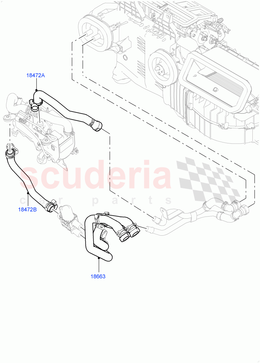 Heater Hoses (Front) (4.4L DOHC DITC V8 Diesel, Park Heating With Remote Control) ((V) TOHA999999) of Land Rover Land Rover Range Rover (2012-2021) [3.0 I6 Turbo Diesel AJ20D6]