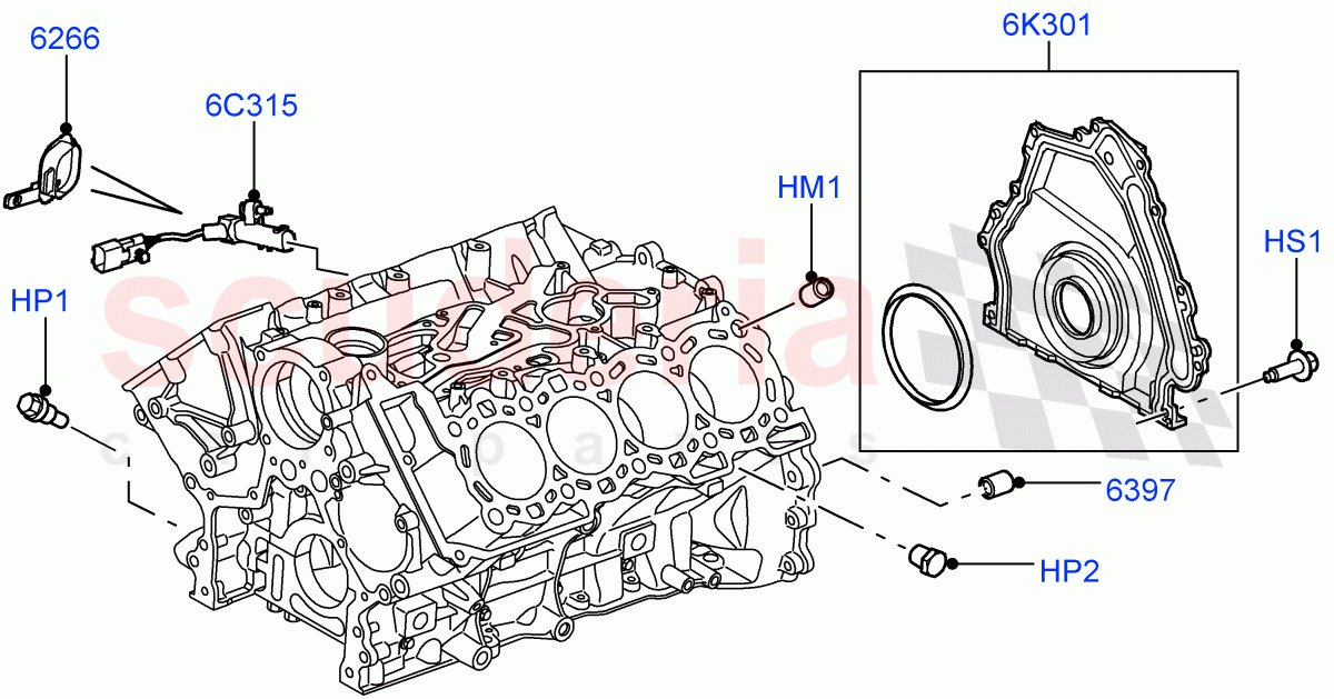 Cylinder Block And Plugs (3.6L V8 32V DOHC EFi Diesel Lion) ((V) FROMAA000001) of Land Rover Land Rover Range Rover Sport (2010-2013) [3.6 V8 32V DOHC EFI Diesel]